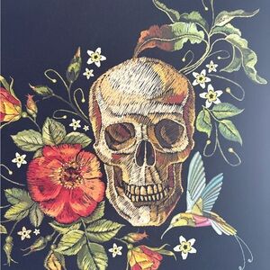 12" canvass of skull and florals